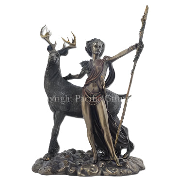 Bronze Moon Diana Goddess Statue