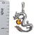 Cognac Color Amber Sterling Silver Dragon Pendant