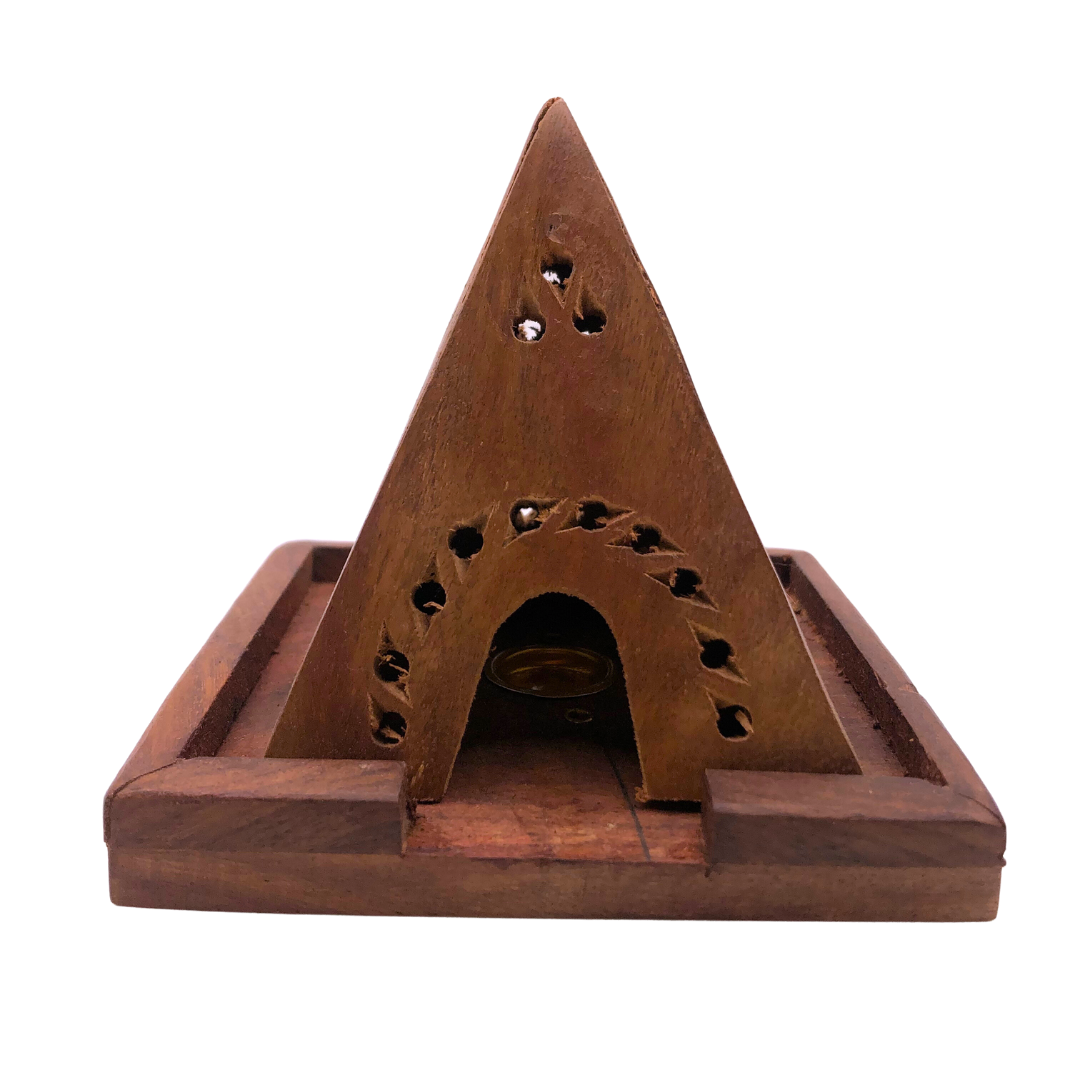 Wood Temple Incense Burner