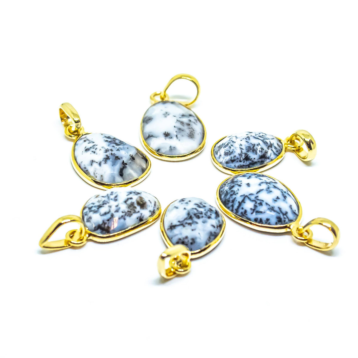 Dendritic Opal Sterling Silver 18K Micron Pendant