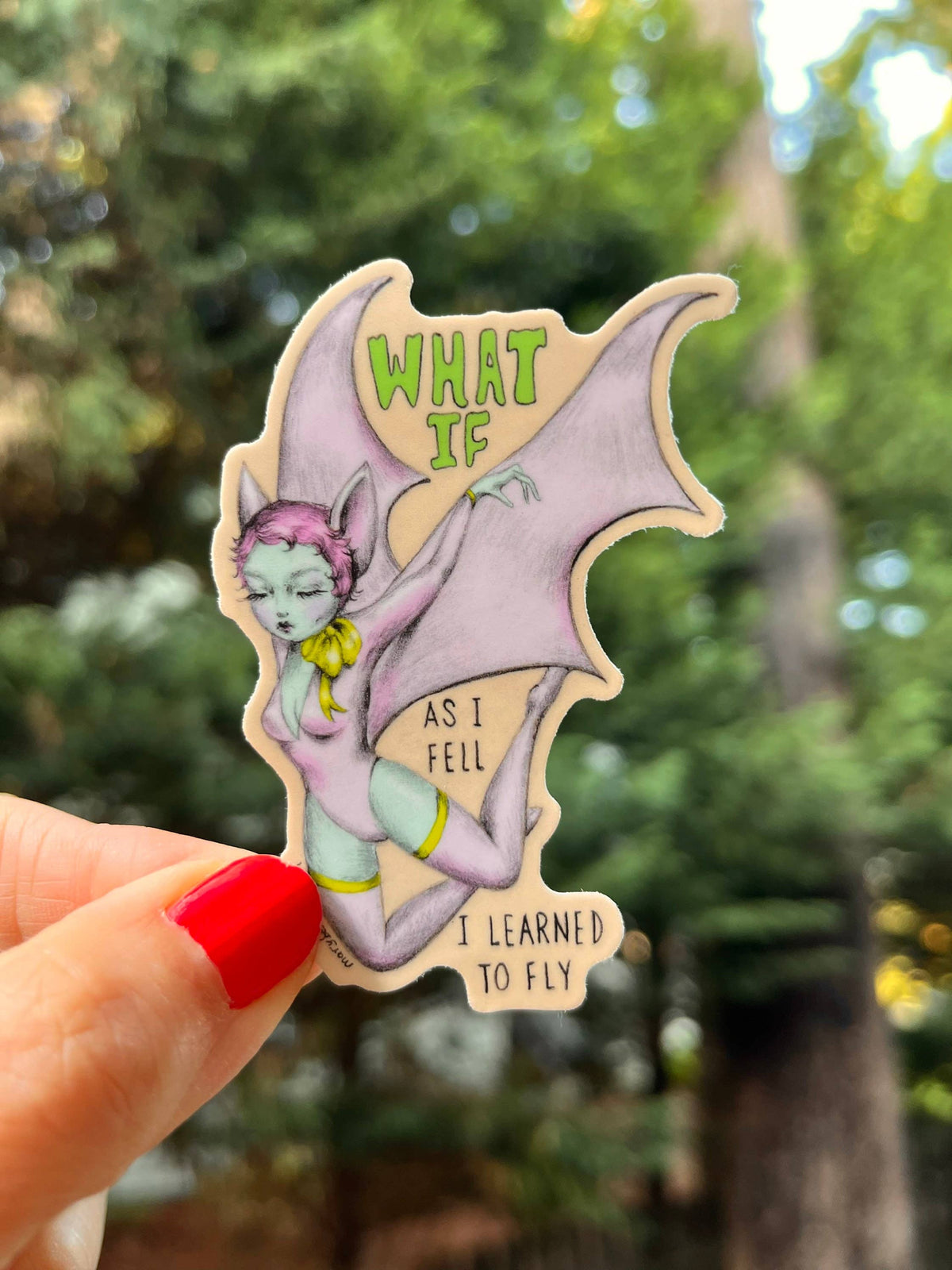 What If… As I Fell, I Learned To Fly - Vinyl Sticker - By Marybel Martin