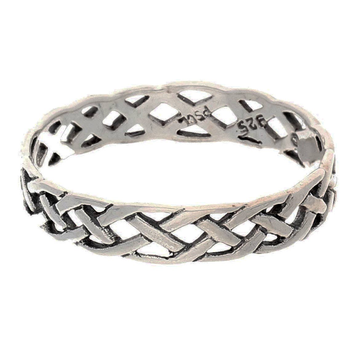 Narrow 4mm Neverending Celtic Knot Sterling Silver Band Ring