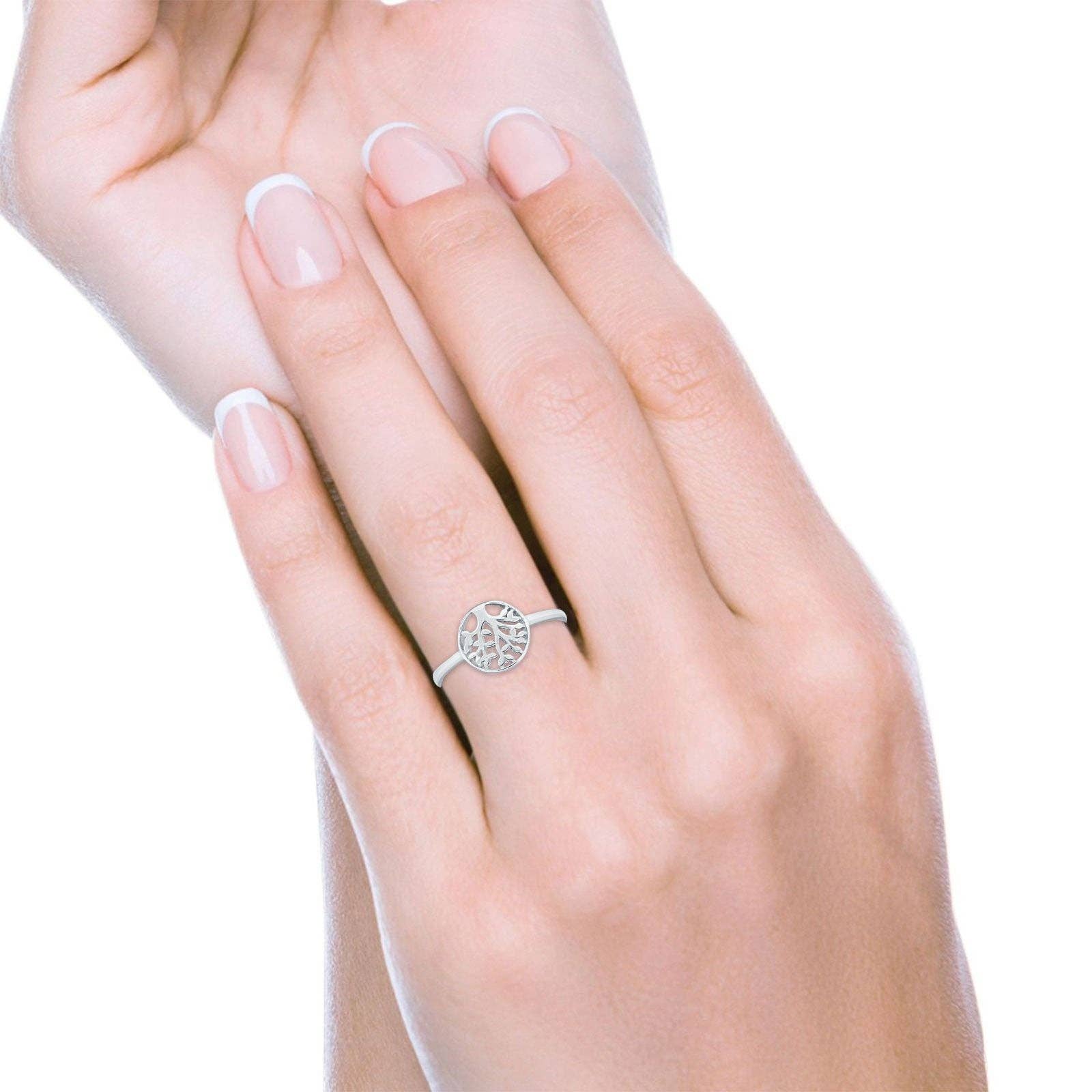 Petite Dainty Tree of Life Ring Band
