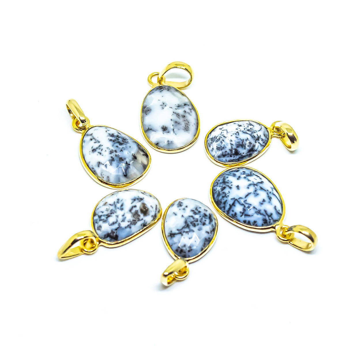 Dendritic Opal Sterling Silver 18K Micron Pendant