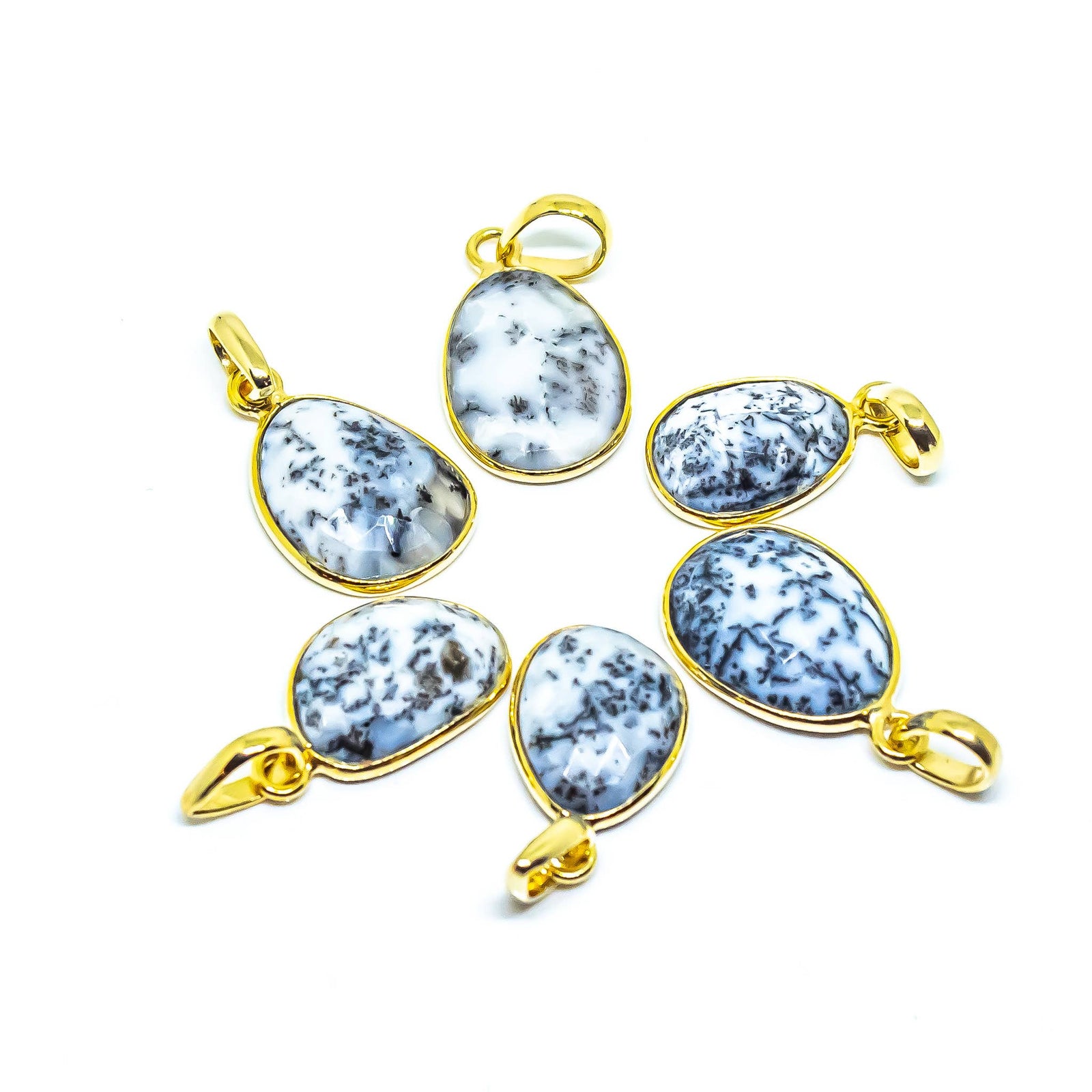 Dendritic Opal Sterling Silver 18K Micron Pendant