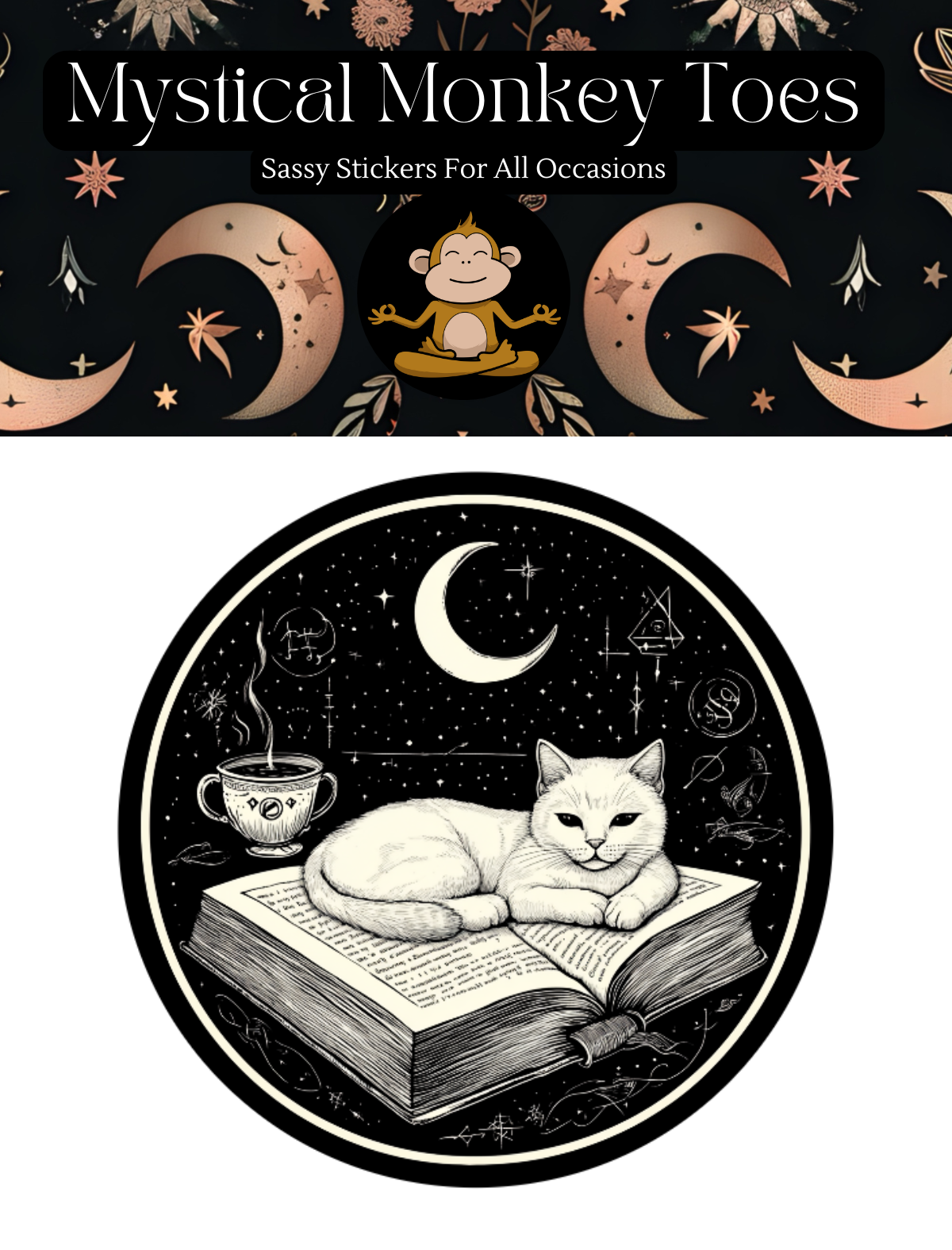 Beautiful Witchy Cat Vinyl Sticker