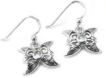 Sterling Silver Moon Celtic Rainbow Moonstone Earrings