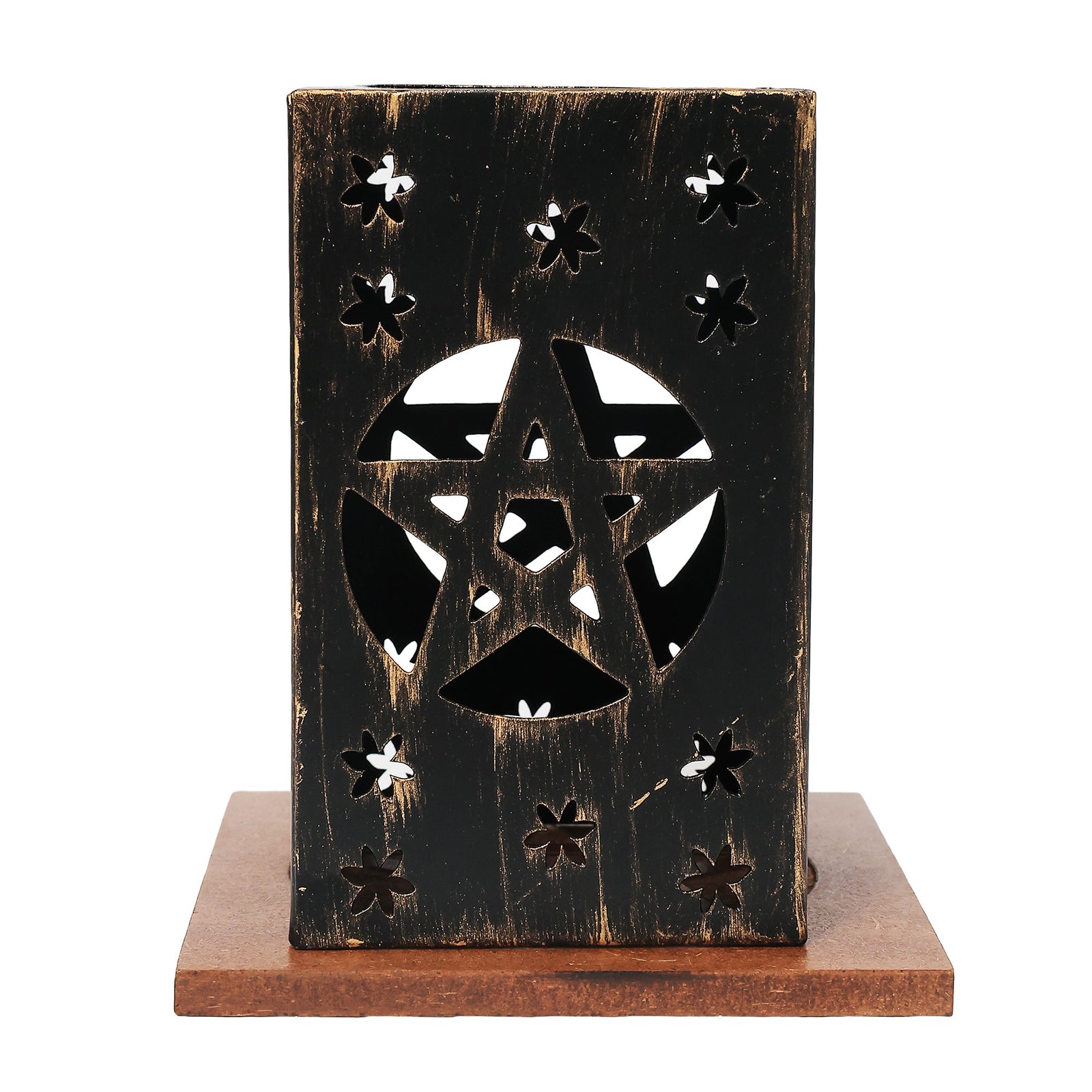 Pentacle Metal Tea Light Holder with MDF base