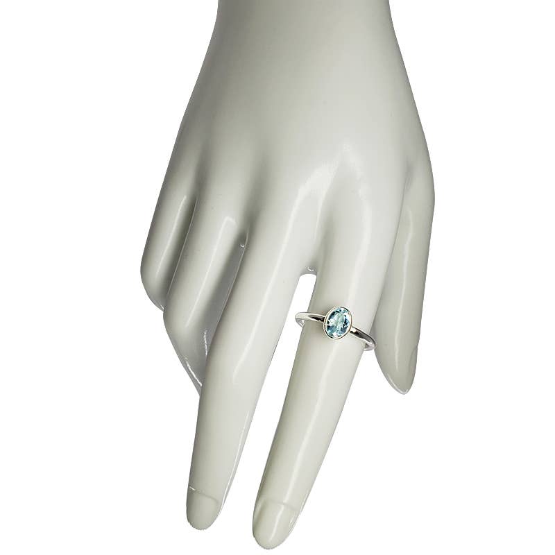 Blue Topaz Stone Sterling Silver Ring