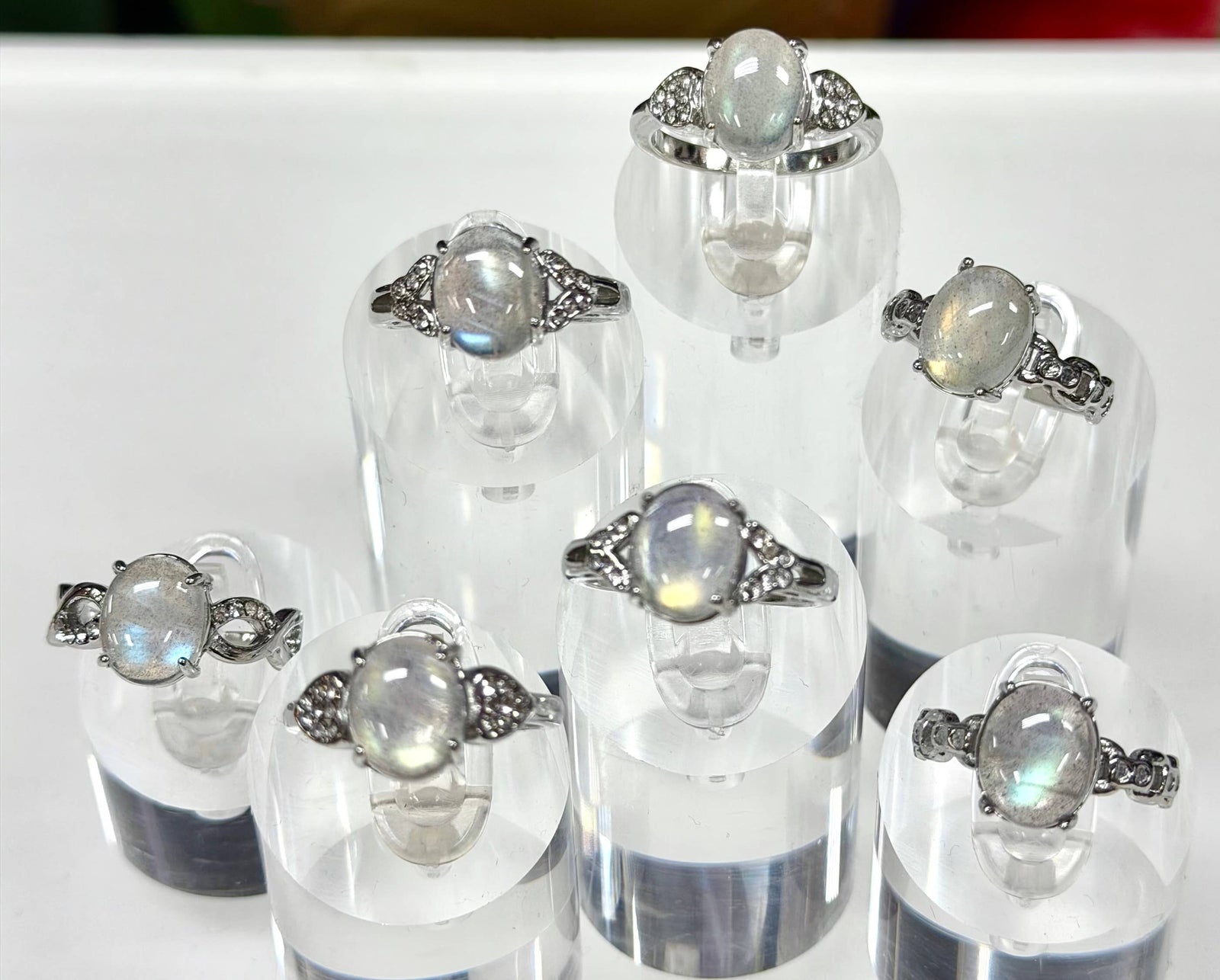 Natural Labradorite Stainless Steel Rings 9316)  8x10mm