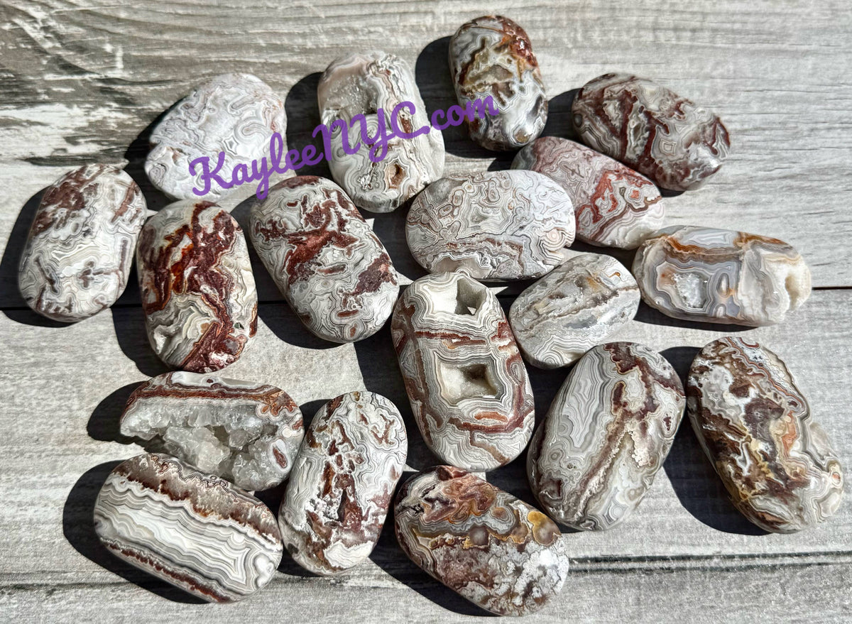 Natural Mexican Lace Agate Palm Stone