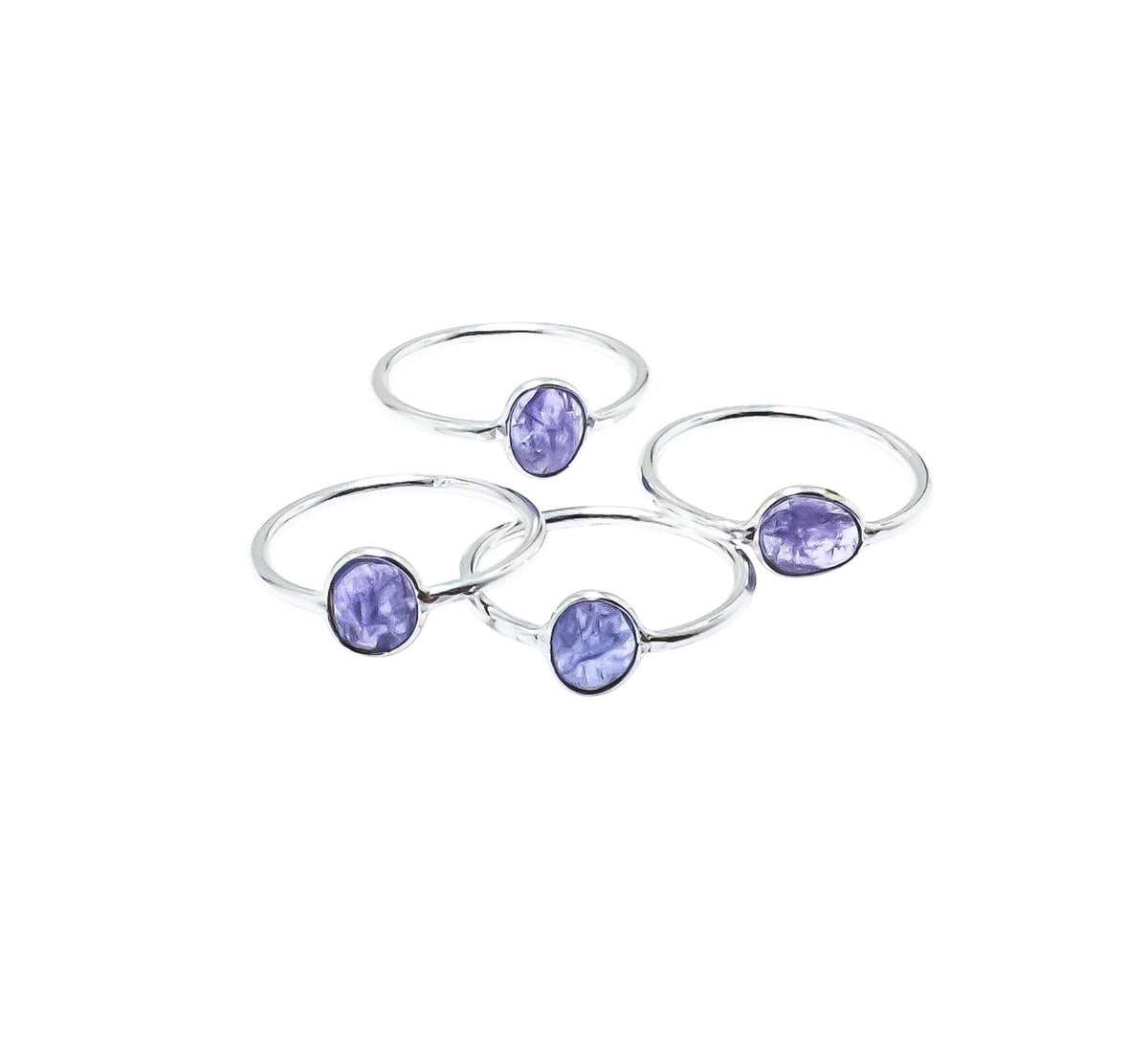 Tanzanite Ring Sterling Silver Faceted abstract