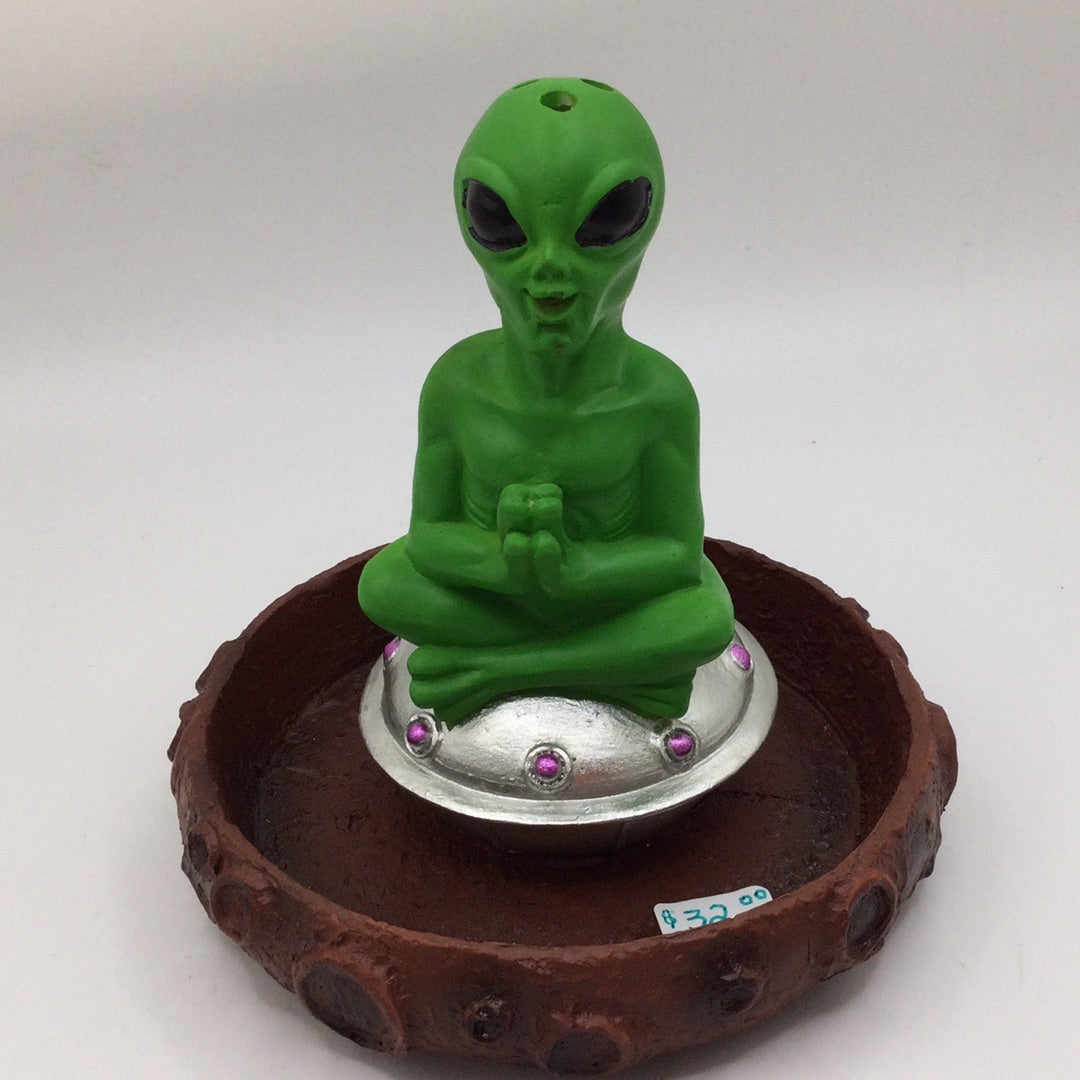 Meditating Alien Incense Cone Burner