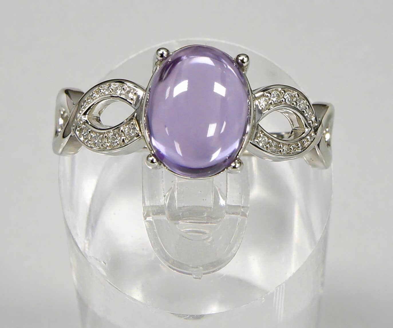 Natural Amethyst Stainless Steel Rings 7x9mm Crystal