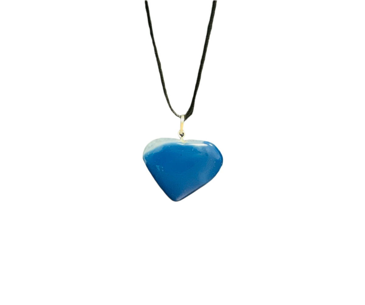Blue Onyx Crystal Heart Necklace