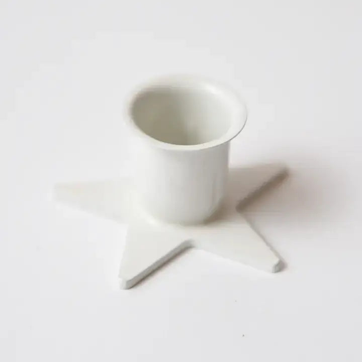 White Iron Star Taper Holder
