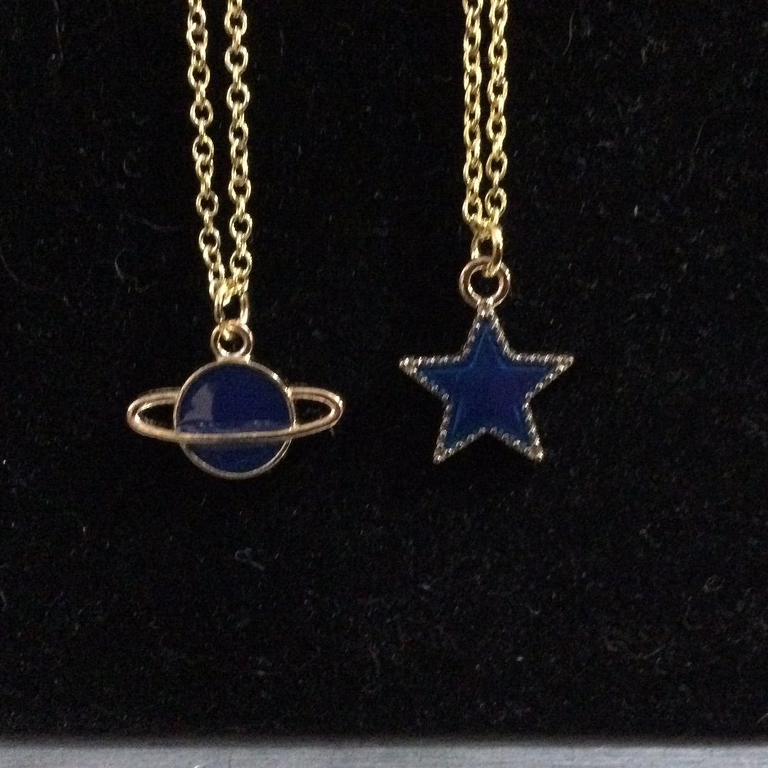 Gold-Tone Blue Celestial Necklaces