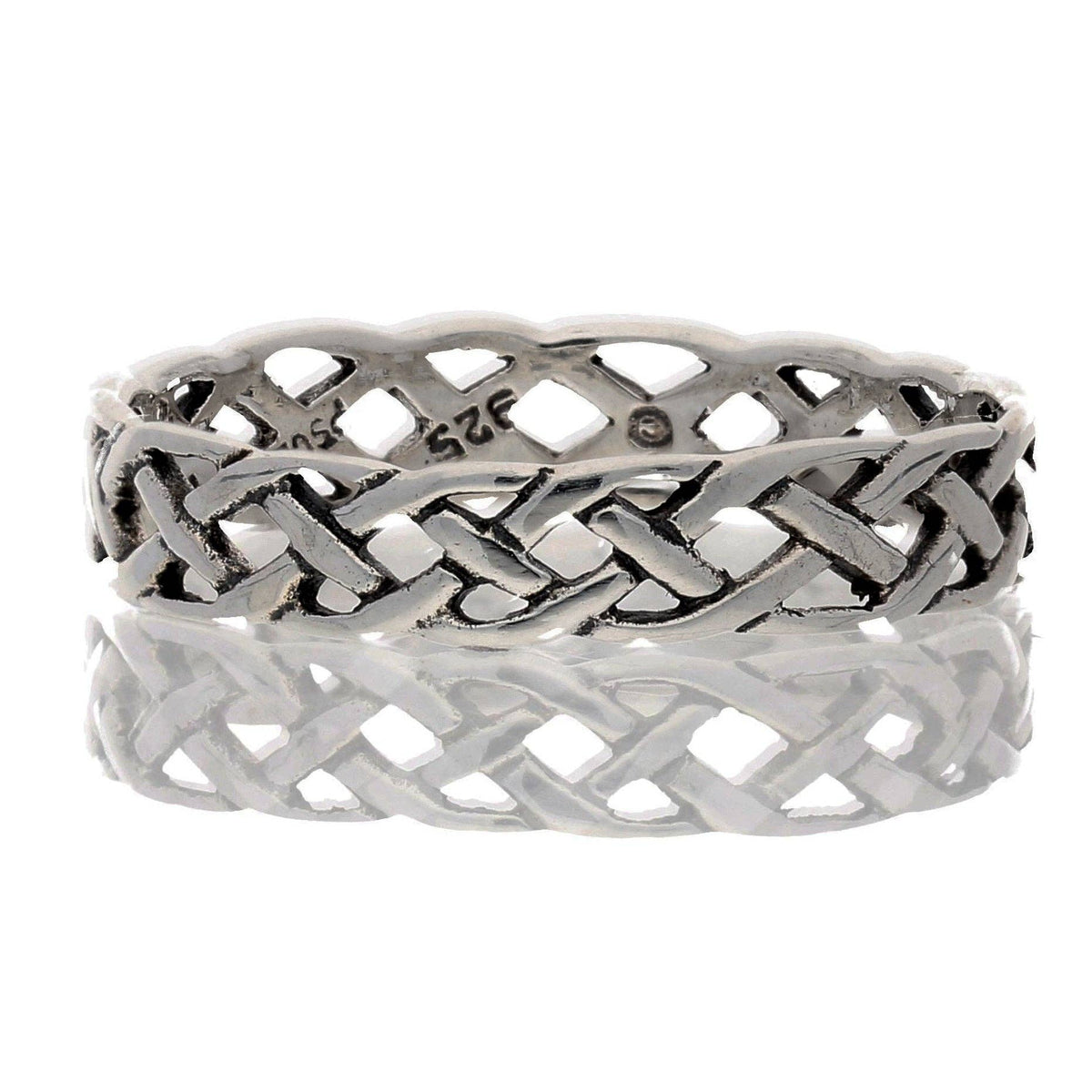Narrow 4mm Neverending Celtic Knot Sterling Silver Band Ring