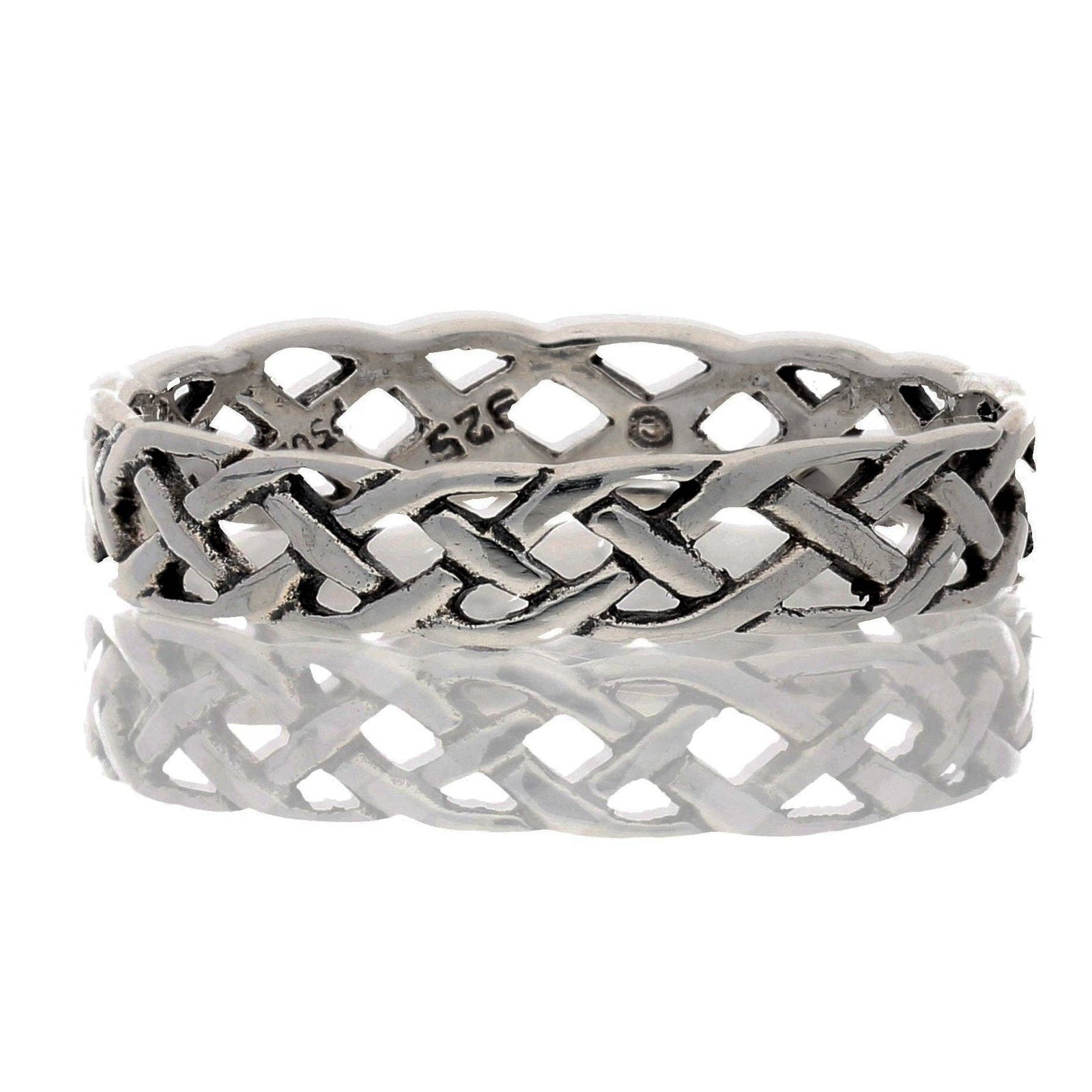 Narrow 4mm Neverending Celtic Knot Sterling Silver Band Ring