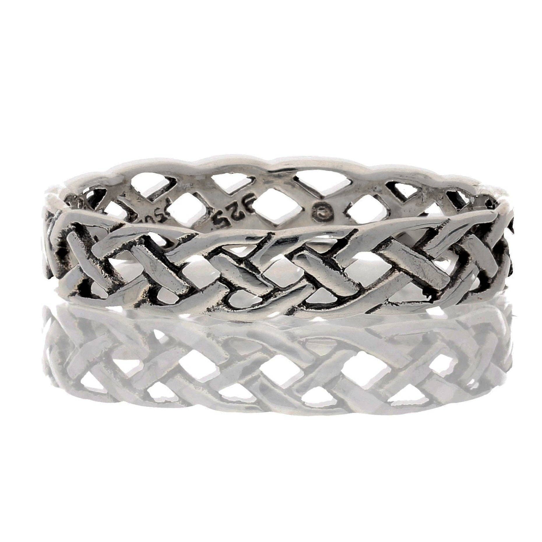 Narrow 4mm Neverending Celtic Knot Sterling Silver Band Ring