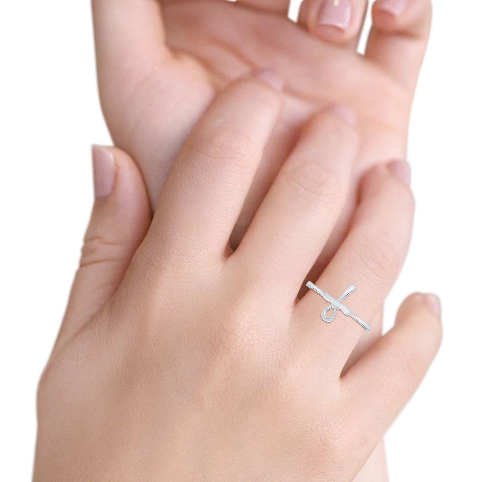 Ankh Band Rhodium Plated Ring