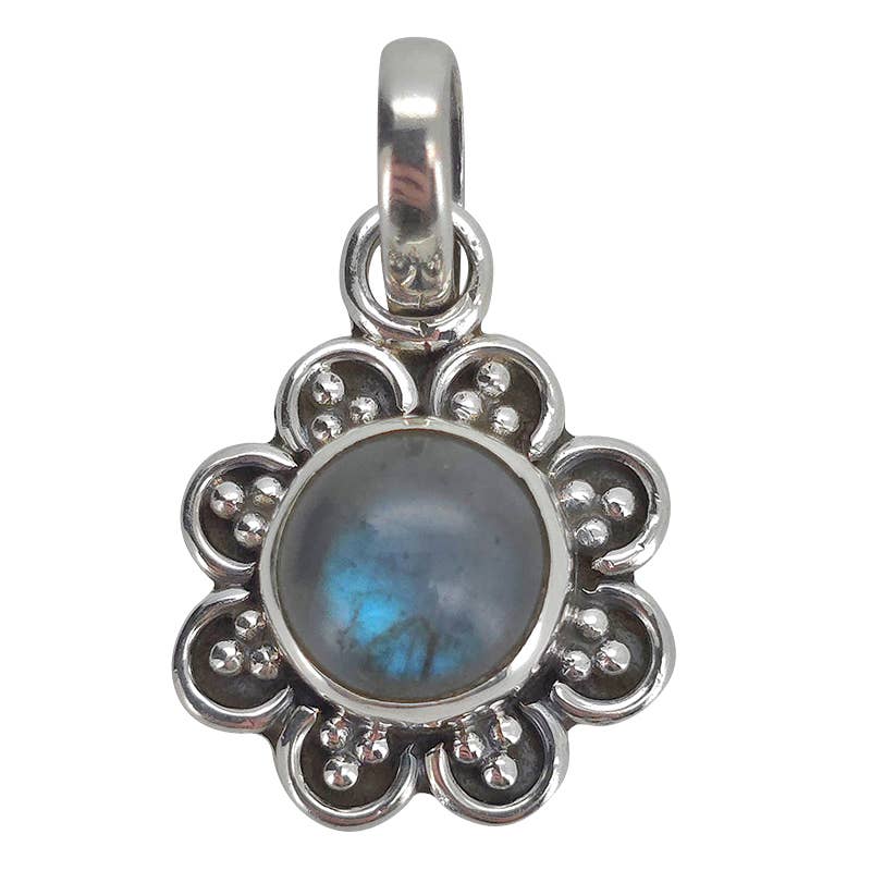 Labradorite Sterling Silver Flower Pendant