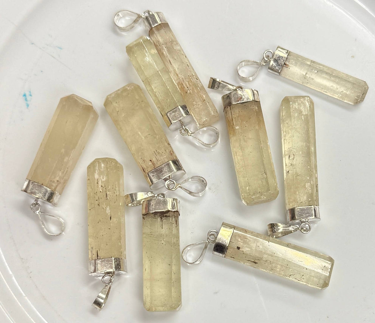 White Kunzite Pendant with Sterling Silver Cap