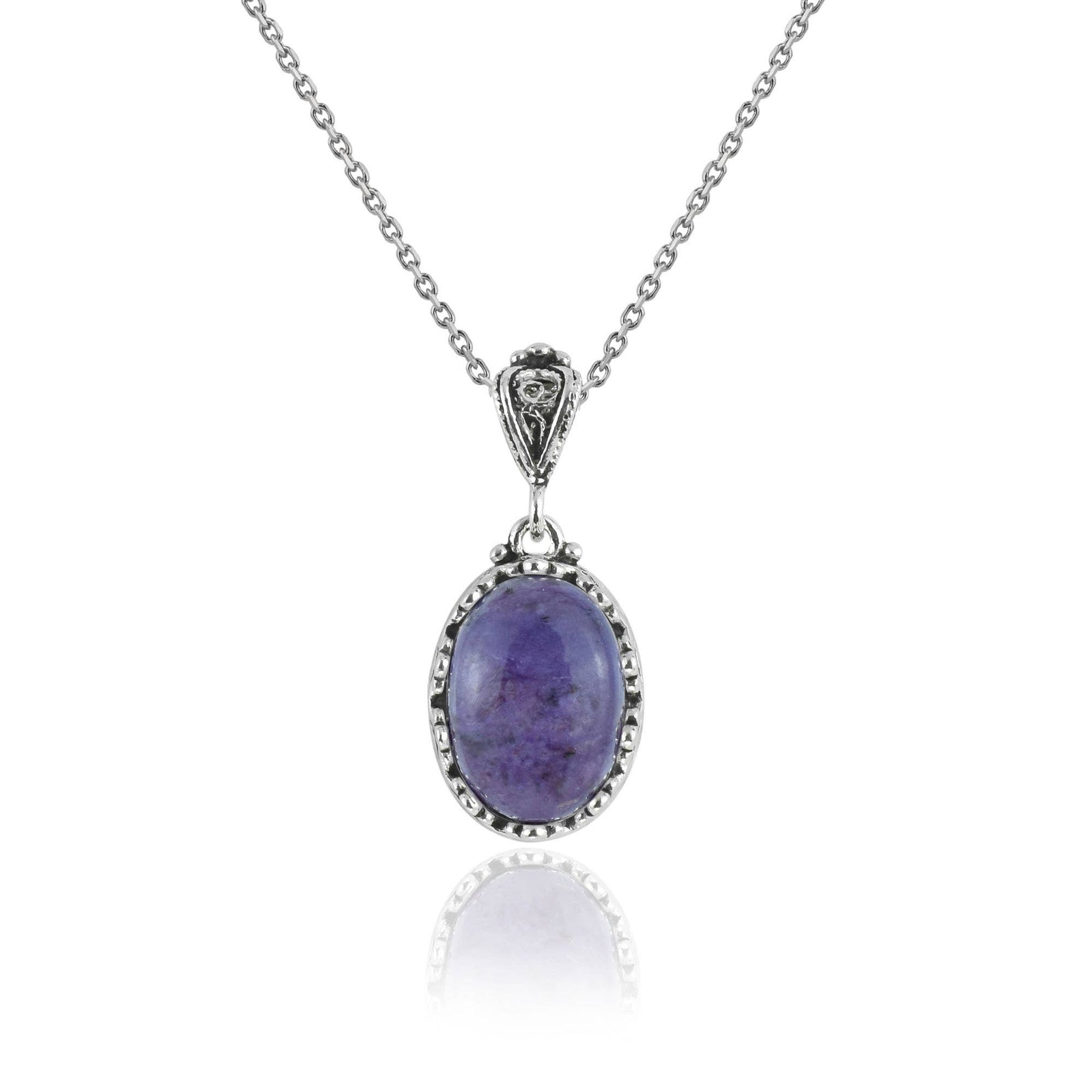 925 Silver Filigree Crown Charoite Gemstone Woman Pendant