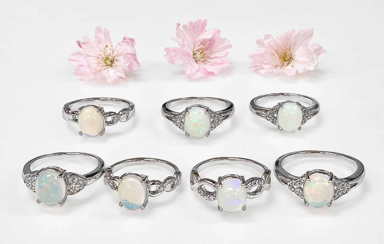 Natural Opal Stainless Steel Rings 7x9mm