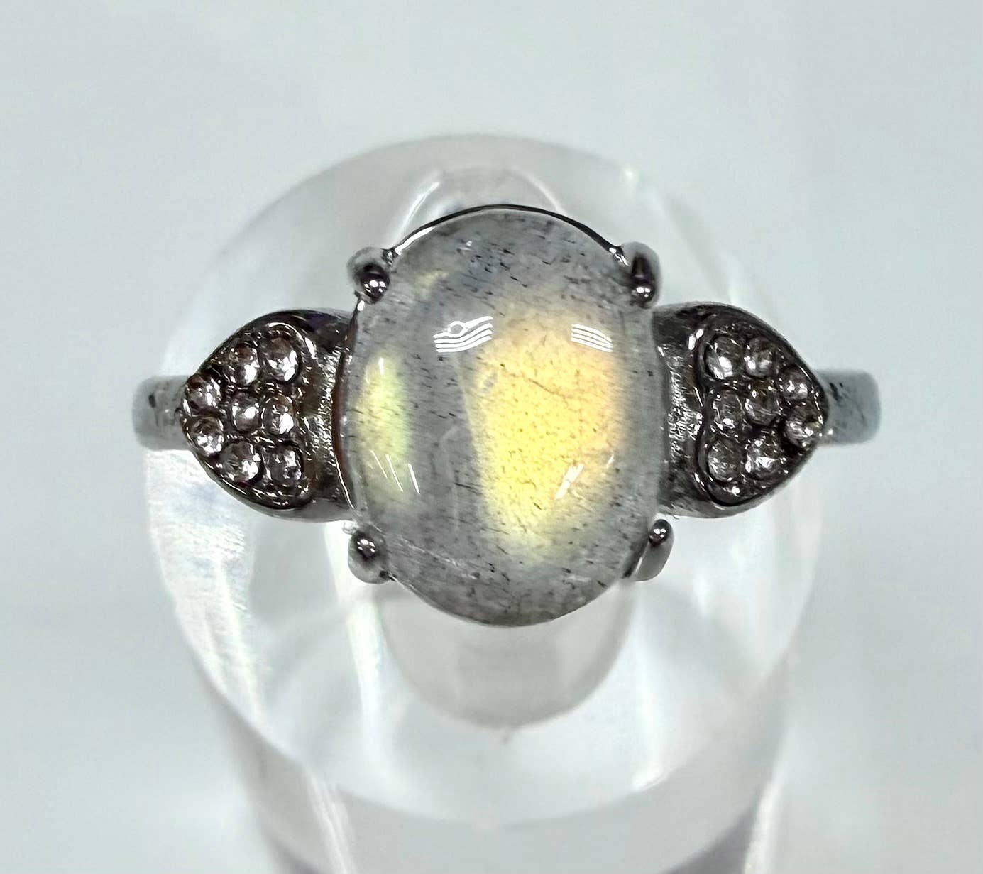 Natural Labradorite Stainless Steel Rings 9316)  8x10mm