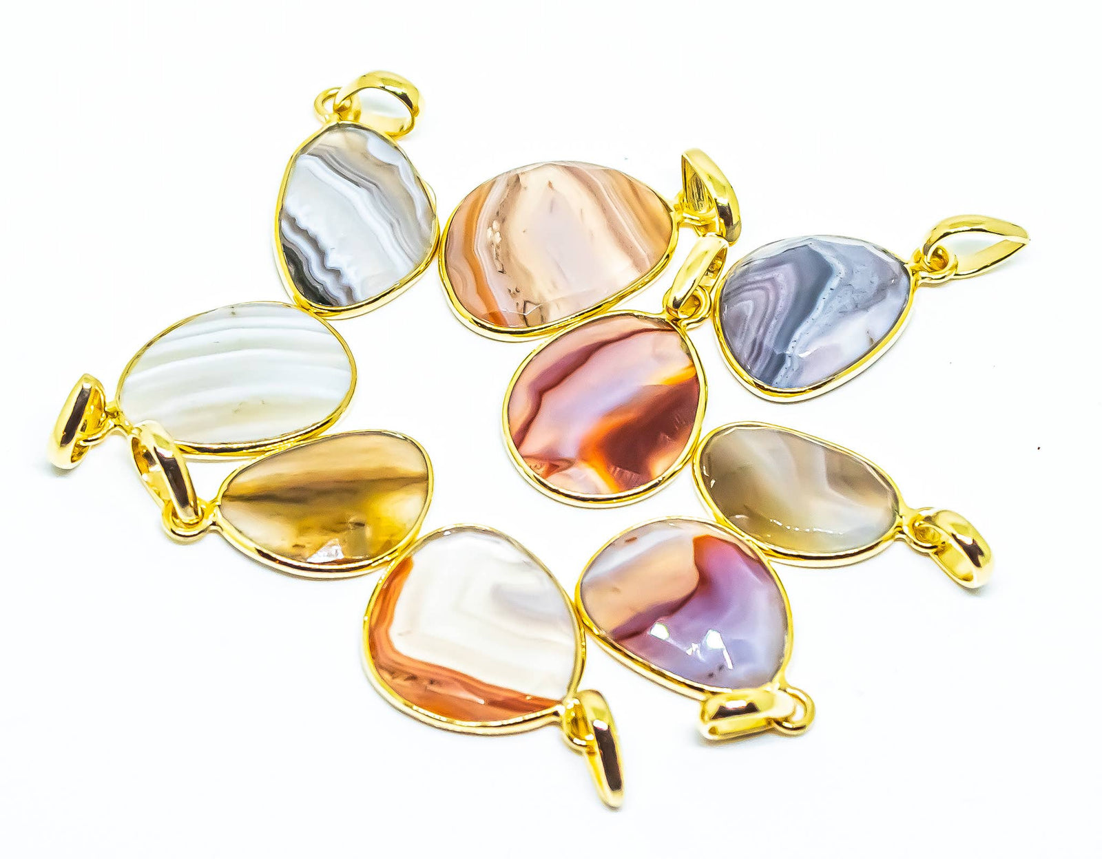 Agate Sterling Silver 18K Micron Abstract Pendant