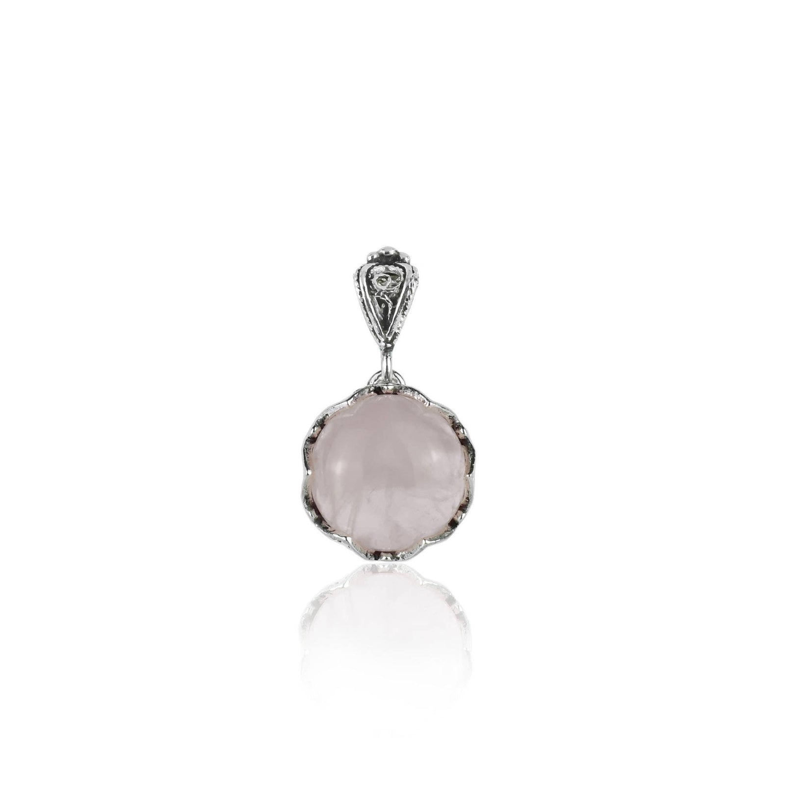 Rose Quartz Gemstone Sterling Silver Women`s Pendant