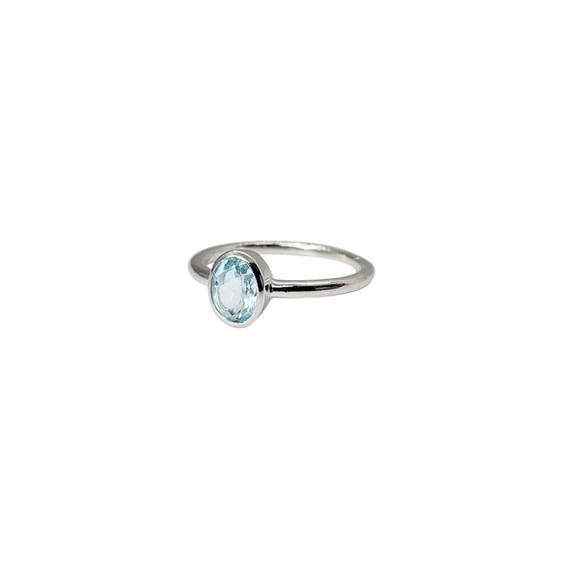 Blue Topaz Stone Sterling Silver Ring