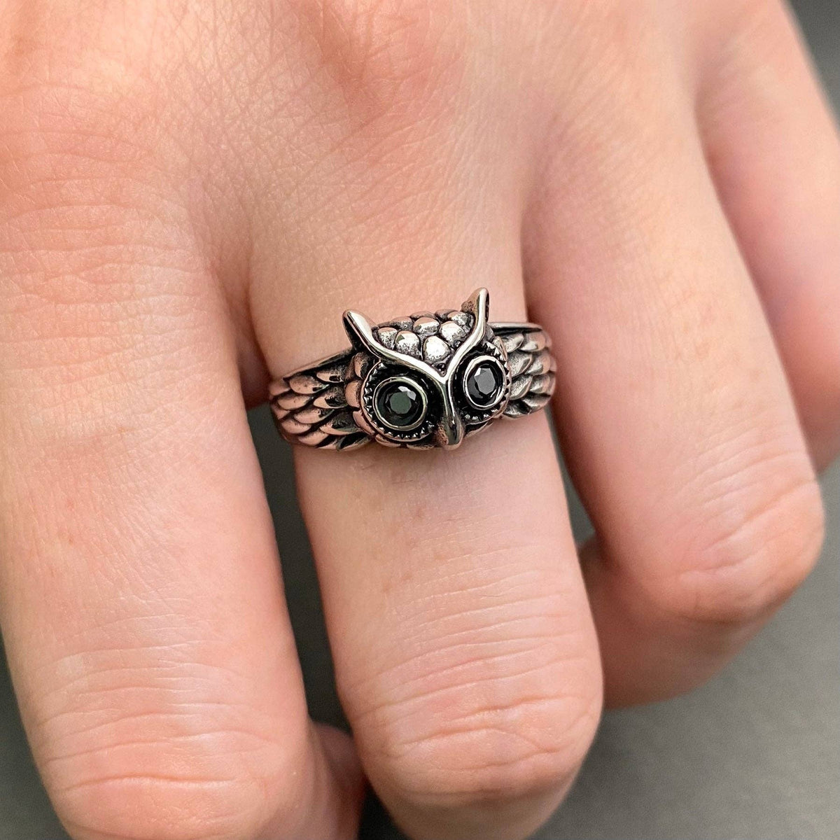 Stainless Steel Owl Ring