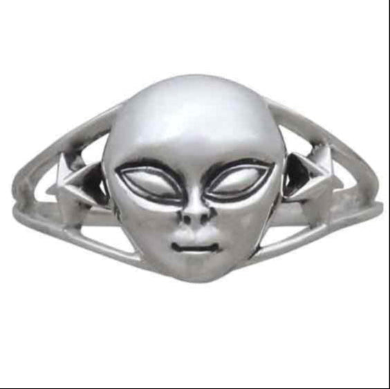 Sterling Silver Chunky Alien Ring