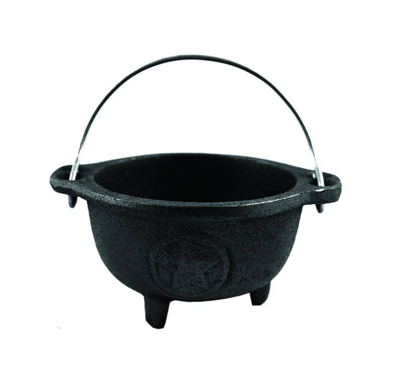 Cast Iron Cauldron Bowl w/ Hanger - Pentacle (4 in.)