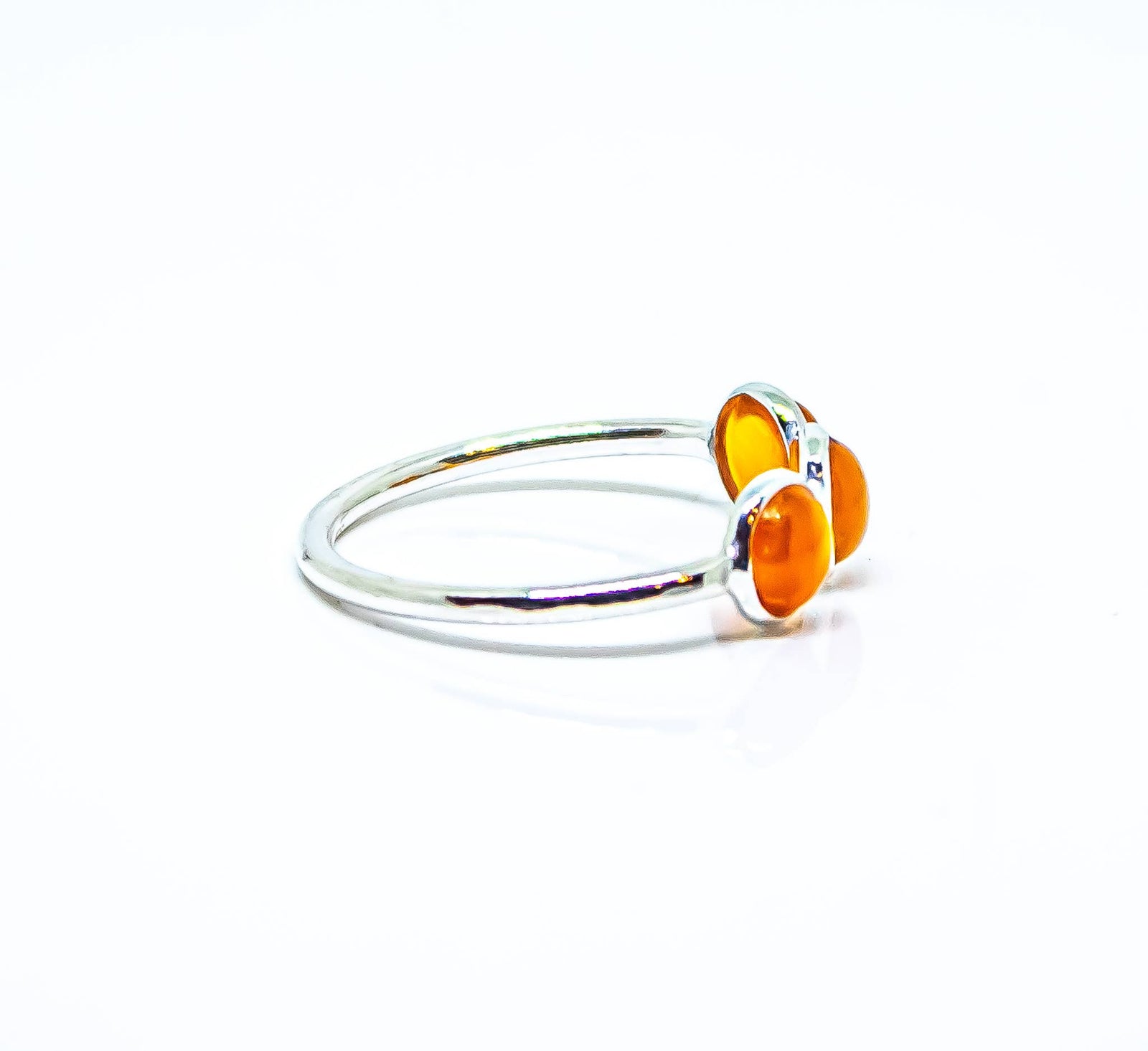 Carnelian Sterling Silver Ring 925 Three Stone