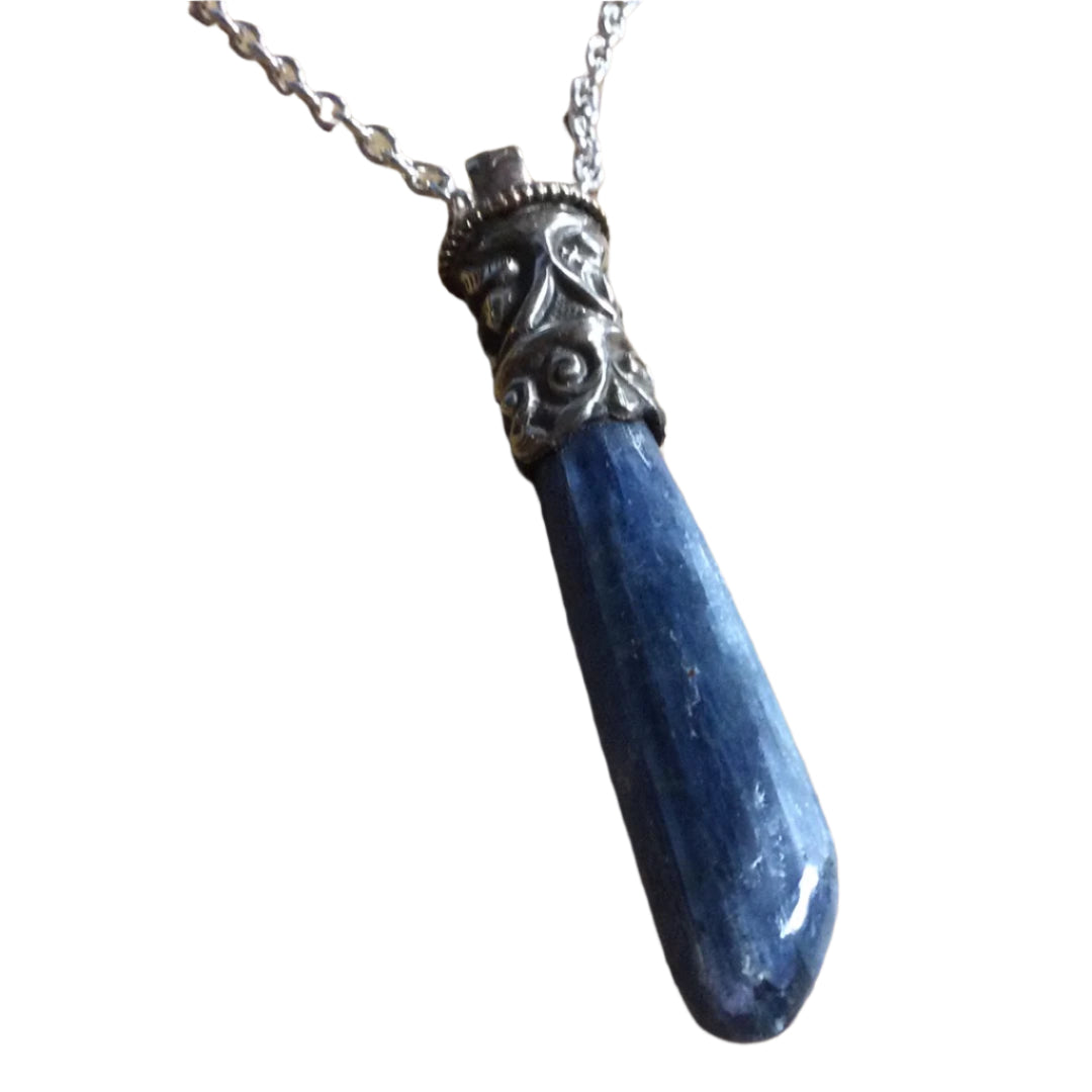 Blue Kyanite in Tibetan Silver Pendant
