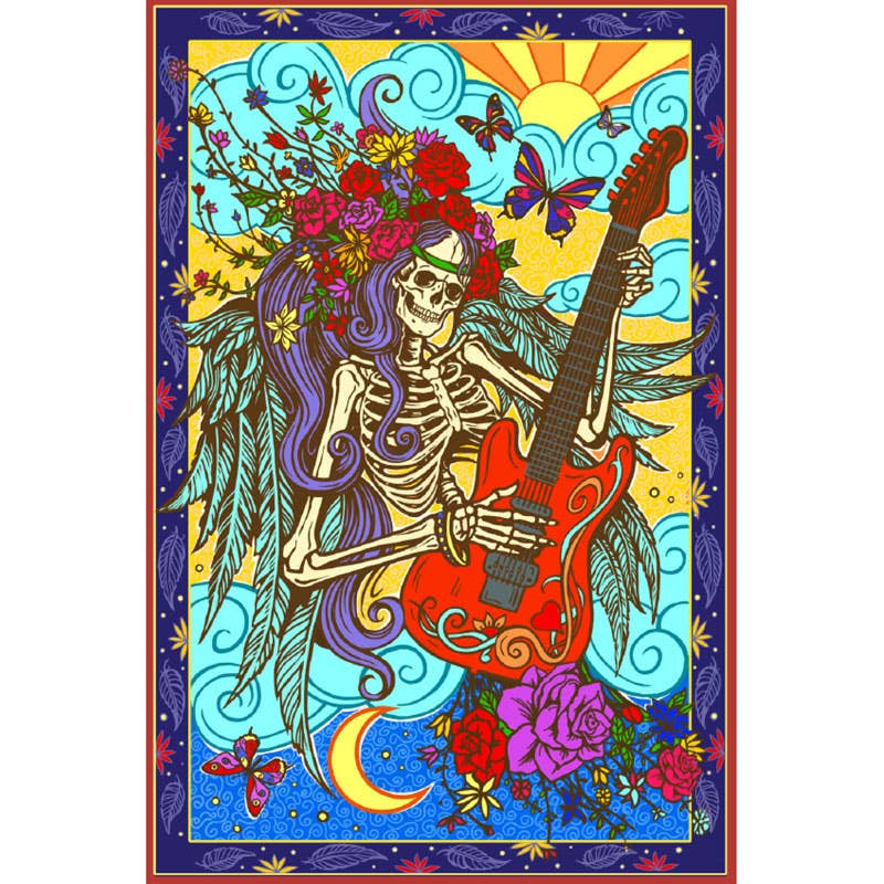 3D Hippie Guitar Tapestry 60x90