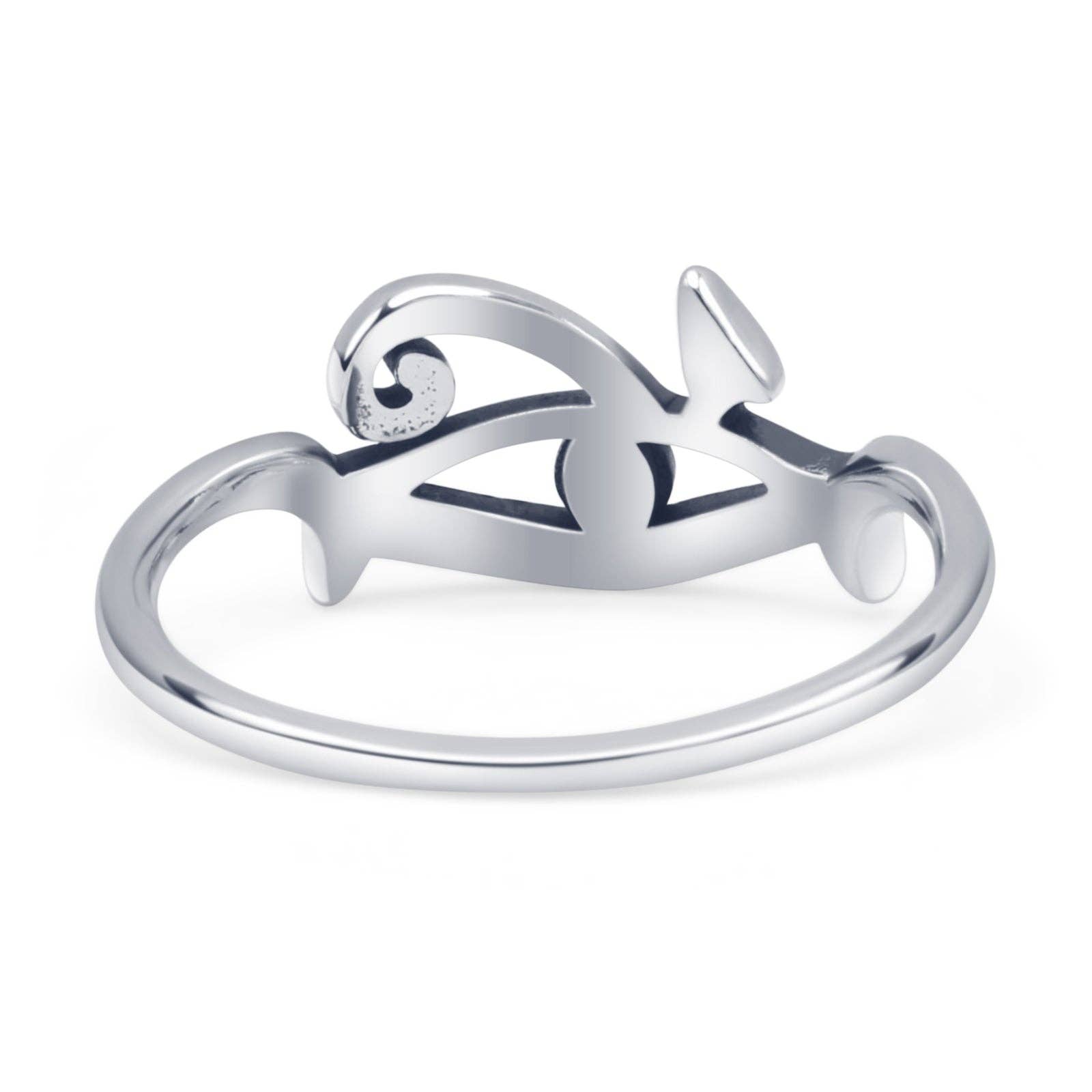 Round Moonstone Eye Of Horus Ring Sterling Silver