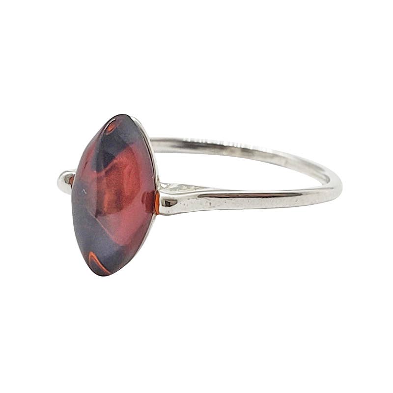Cherry Amber Sterling Silver Ring