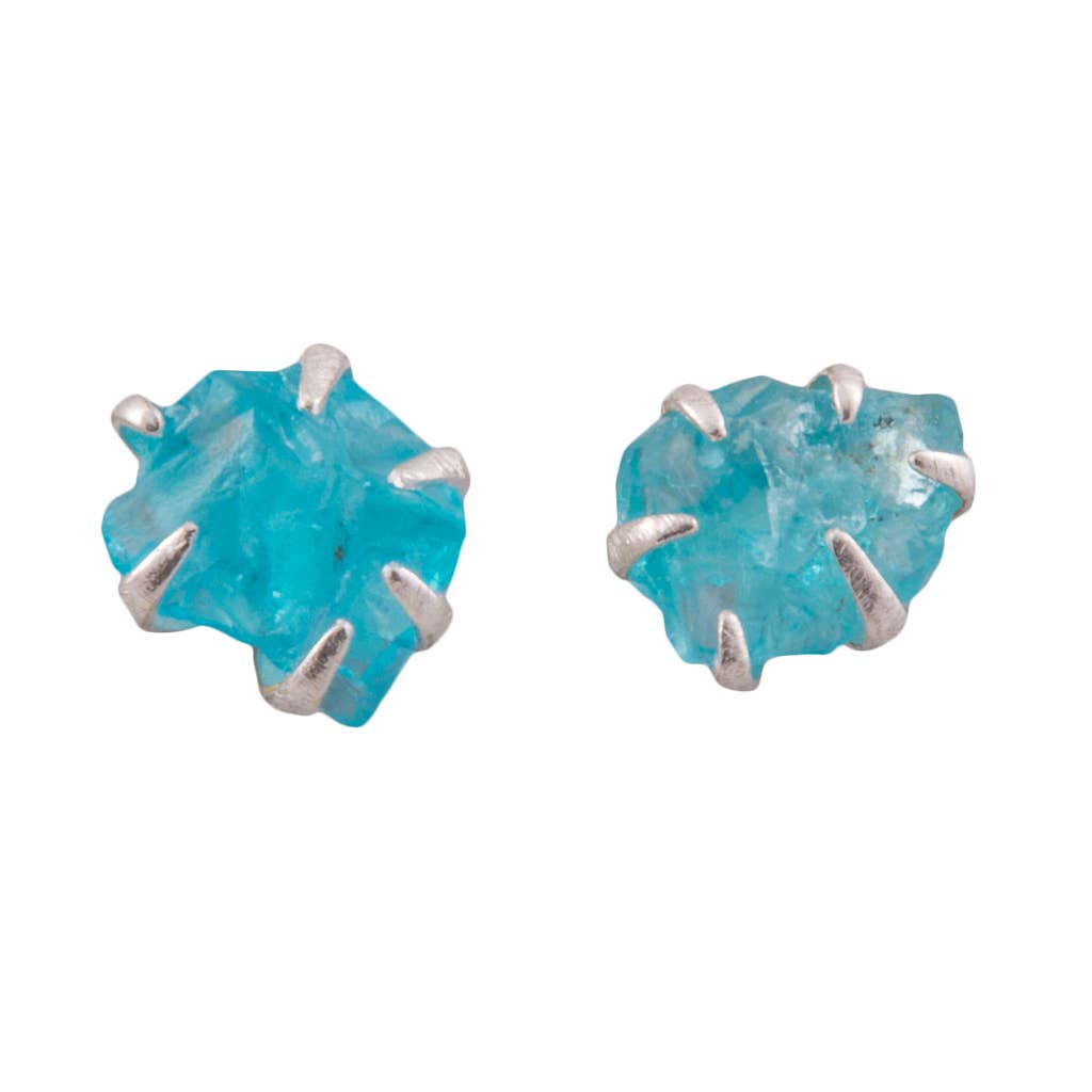 Evolved Apatite Stone Post Earrings Sterling