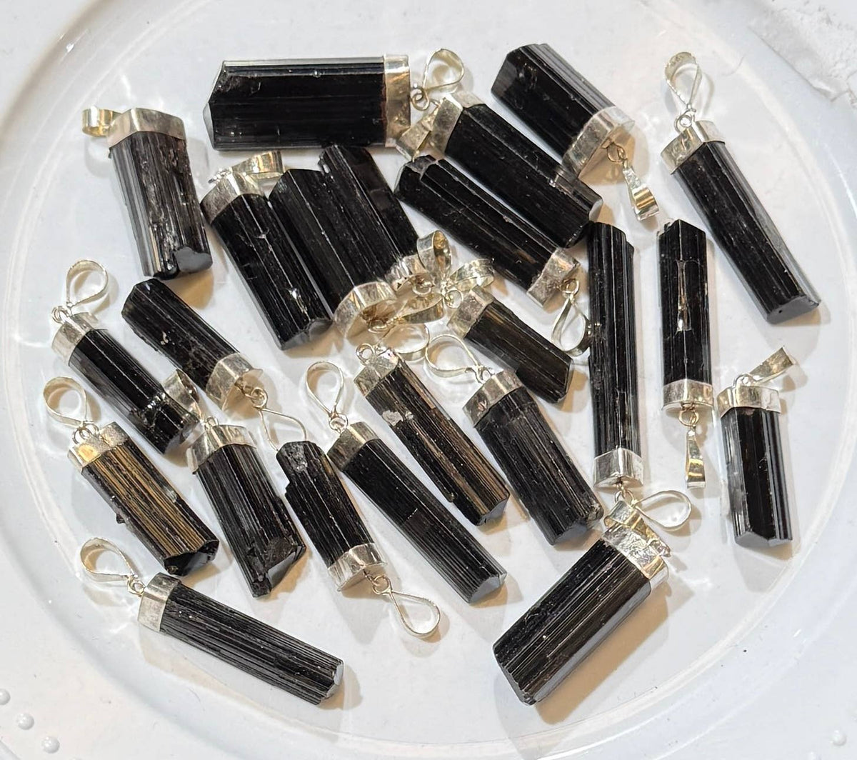 BLACK TOURMALINE PENDANTS WITH STERLING SILVER