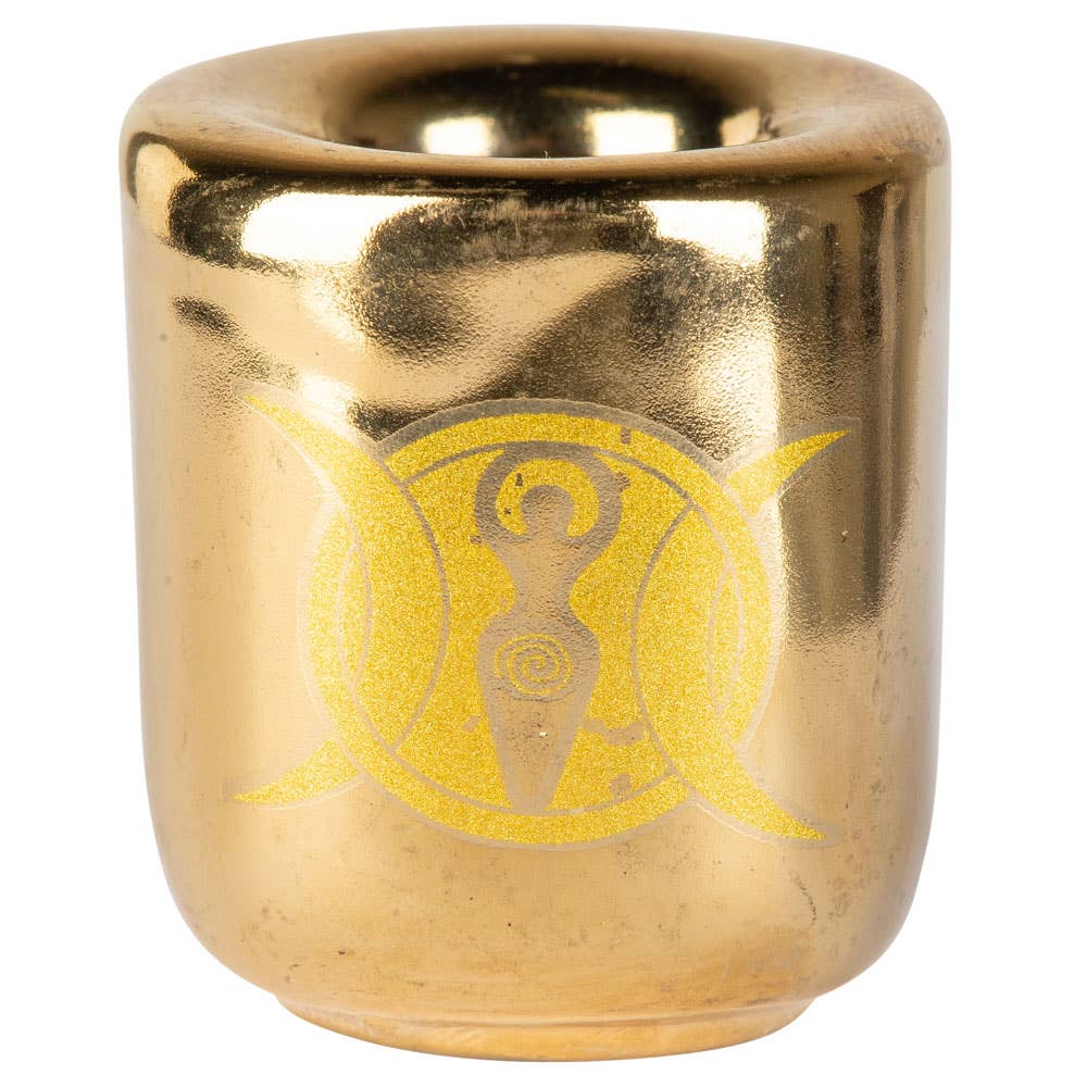 GOLD TRIPLE MOON GODDESS MINI CANDLE HOLDER