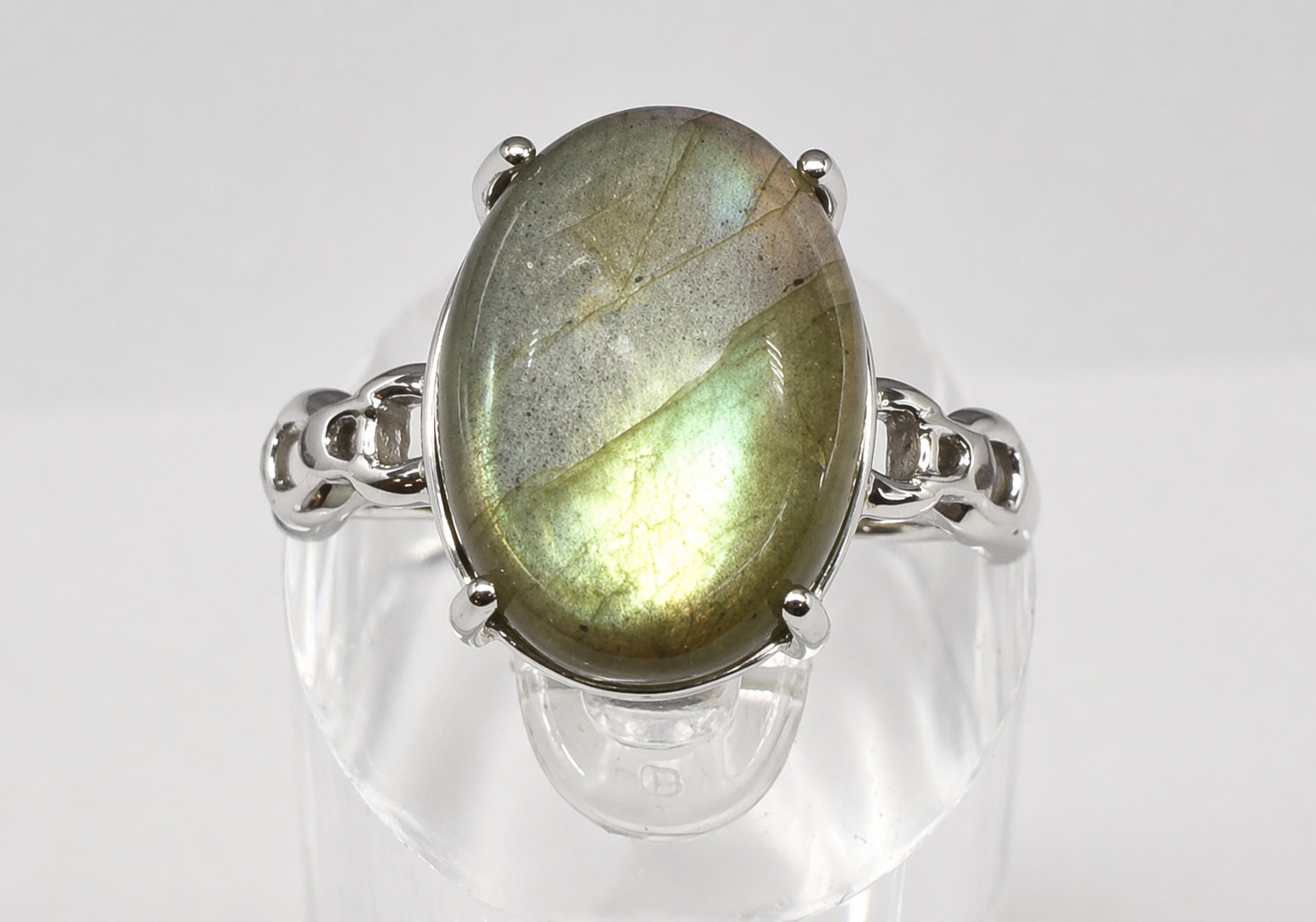 Natural Labradorite Stainless Steel Rings 12x16mm