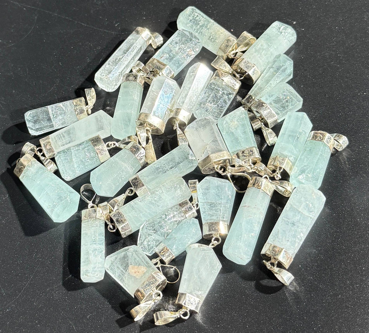 Aquamarine Pendant with Sterling Silver Cap