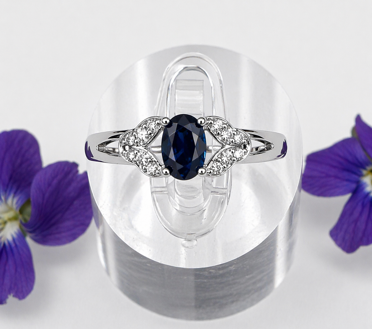 Faceted Natural Sapphire Stainless Steel Rings 4x6mm