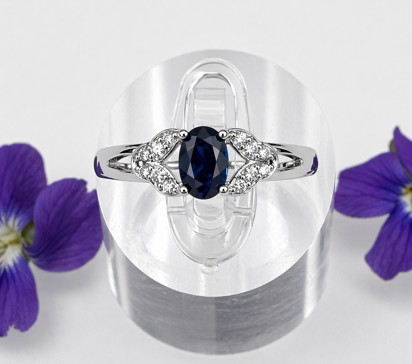Faceted Natural Sapphire Stainless Steel Rings 4x6mm