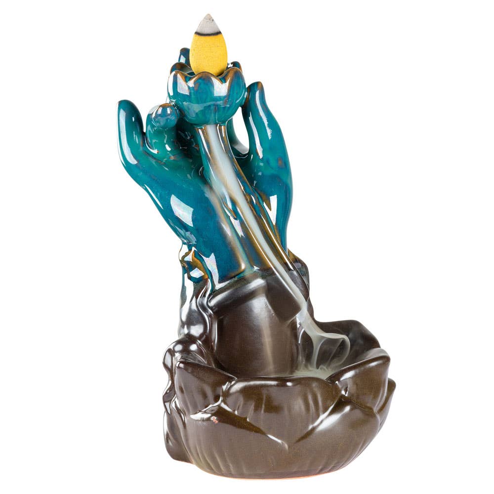 LARGE HAND HOLDING A LOTUS 6" CONE BURNER