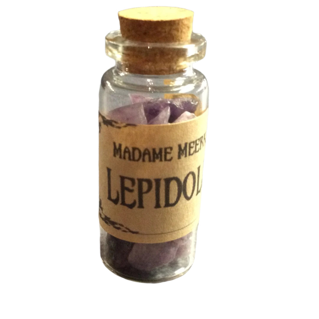 Lepidolite Crystal Chips in Bottle